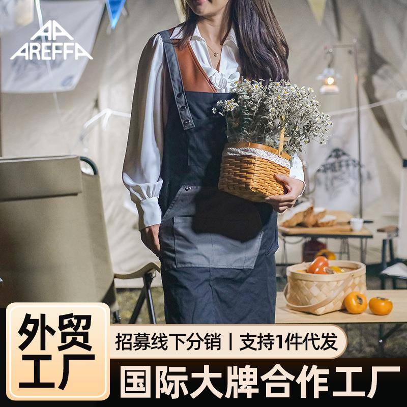 户外烹饪拼接围裙工具围裙帆布野营烧烤园林木匠围裙超市工作服