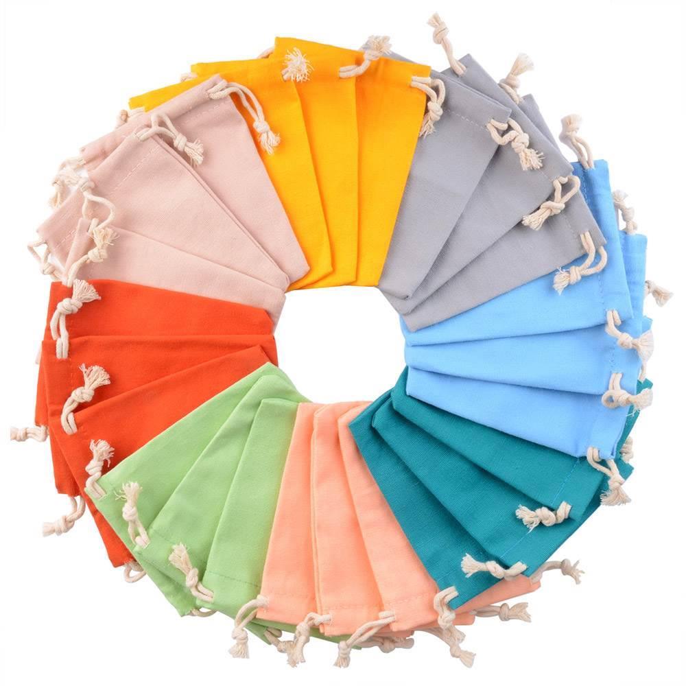 10pcs/lot Natural Cotton Bags 8 Colors For Selection Fit For