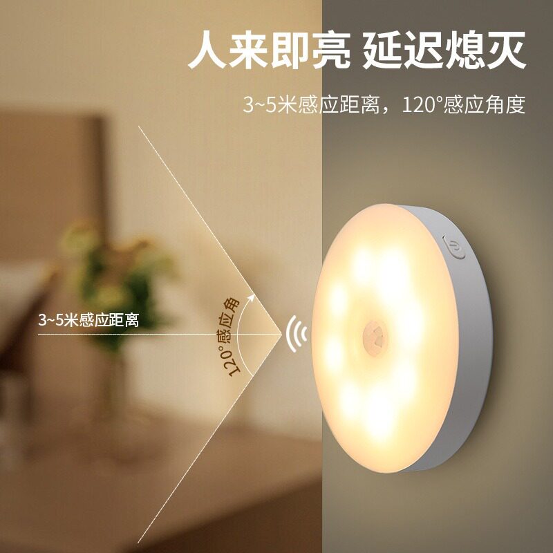 LED批发智能人体感应台灯小夜灯
