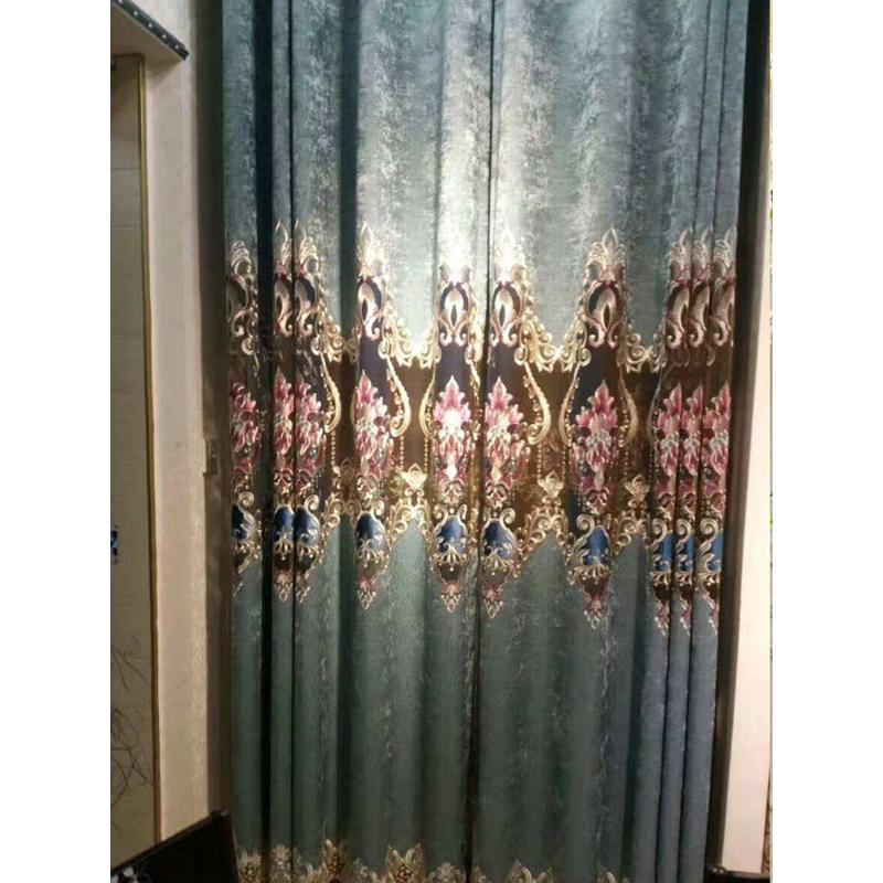 客厅欧式雪尼尔镂空绣花窗帘落地窗2024年新款大气简欧成品窗纱帘