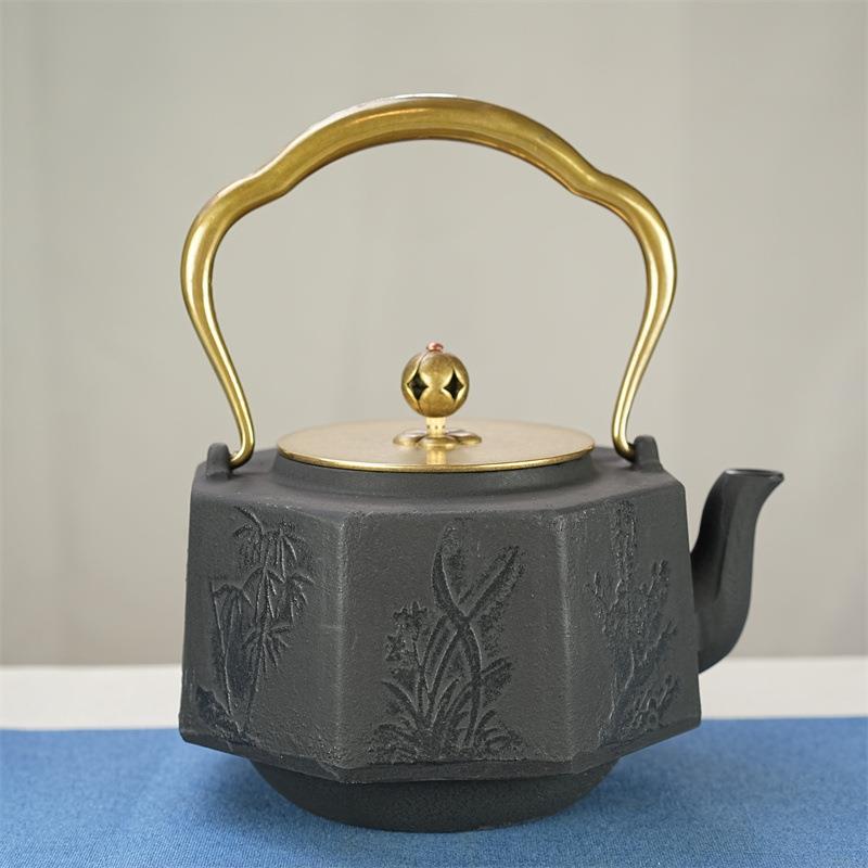 八角壶铸铁壶中式家用煮水泡茶手工铁茶壶养生铁壶茶具电陶炉套装