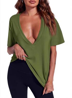 and comfortable daily basic minimalist style deep V-neck