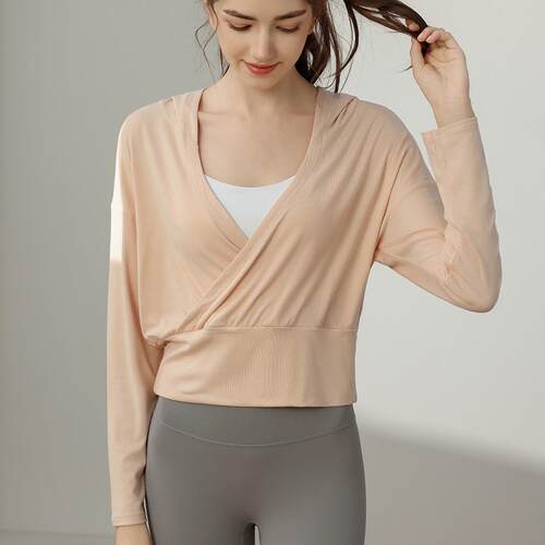 Sports hooded sweatshirt, women's yoga jacket, top cover,