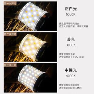 灯泡led玉米e7螺口无小泡家用2节能灯短款 魔豆三色球变光吊灯光源