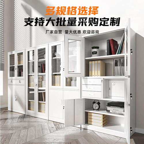 钢制文件柜办公室财务凭证收纳柜铁皮多层带锁落地式商用储物柜