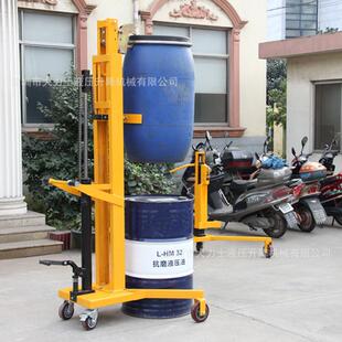 450KG脚踏式 液压油桶堆高车手推油桶搬运车
