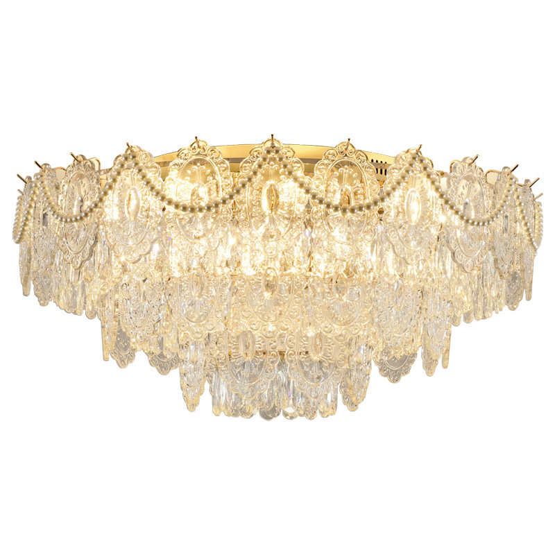 灯卧室奶油大气法式网灯风客厅灯具红批发中山简约奢轻现代吸顶灯