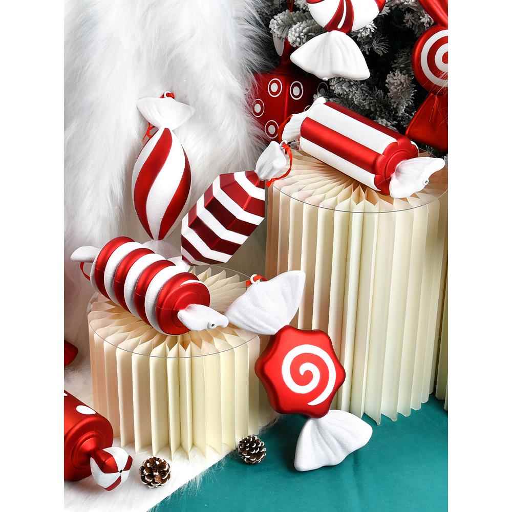 圣诞节装饰32CM电镀彩绘糖果摄影拍摄道具婚庆美陈挂件圣诞树挂饰