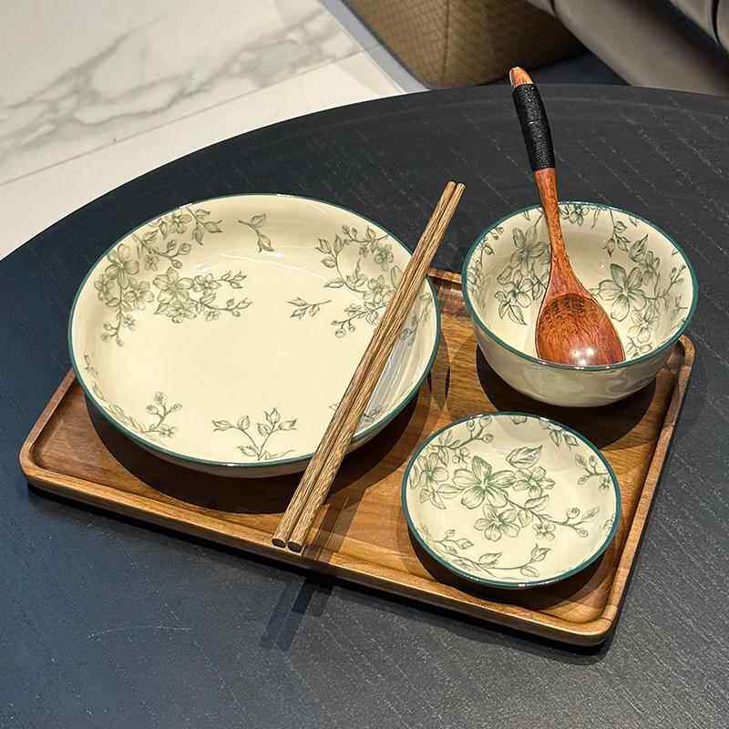 ENO创意陶瓷餐具套组釉下彩盘碗碟套装一人食餐盘套装家用