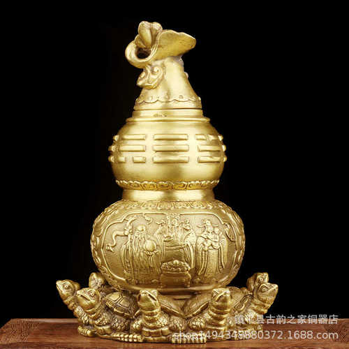 铜葫芦摆件纯铜开口天医葫芦九龟葫芦客厅家居办公室桌面装饰摆设