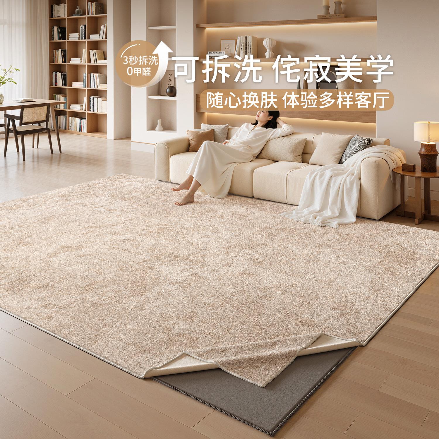 可拆洗地毯客厅侘寂风2026新款易打理隔音耐脏沙发卧室床边毯地垫