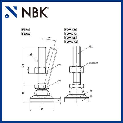 NBK FDMS-KS 调平调节器 外螺纹 带盖 不锈钢 机械零配件厂家直供