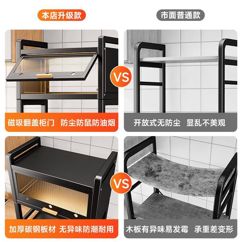 厨房功能置物架微波炉箱果收纳架子烤电器放碗水蔬多菜篮子ltao72