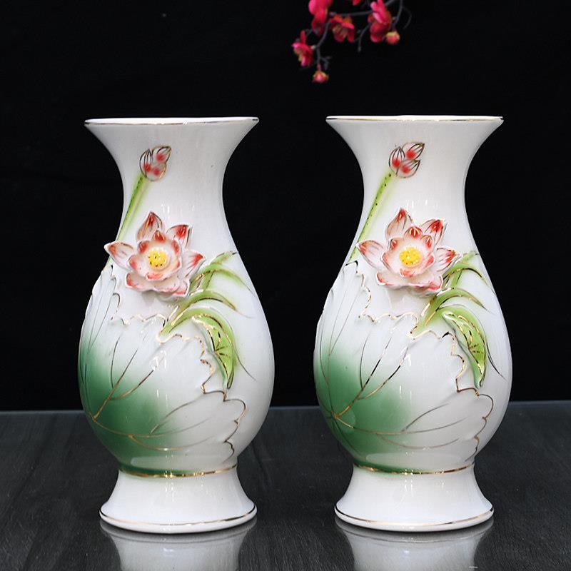 陶瓷浮雕莲花净水瓶 供果盘 供水杯 插香炉佛具用品套装 家用摆件