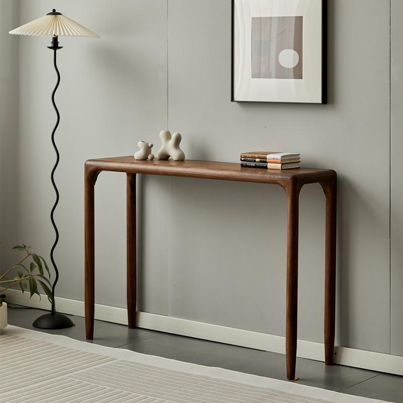 需定制玄关桌新中式老榆木墙边长条窄桌黑胡桃入户玄关条几案台靠