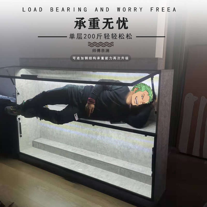 厂家直销实木手办柜gk雕像柜规划展示柜定做模型柜家用液压翻门柜