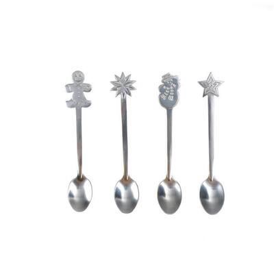 4 pcs/set Christmas Snowman Gingerman Star Spoons Set
