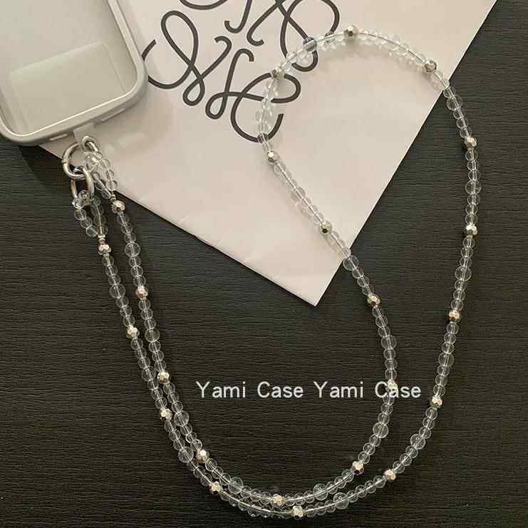 手机挂绳斜挎长款可背气质水晶串珠斜挎链条时尚百搭包链通用夹片