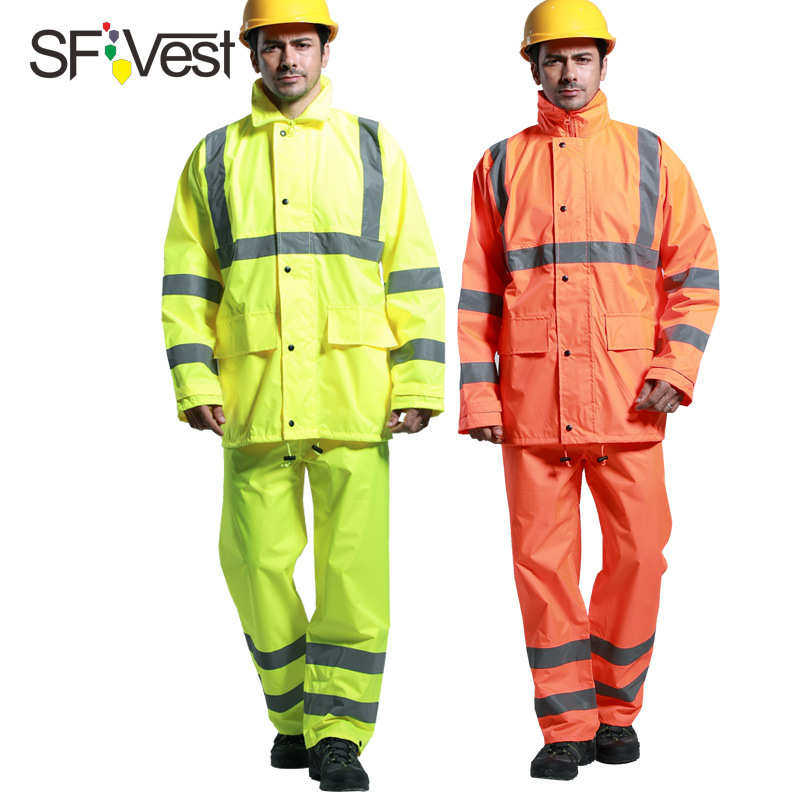 安全套装用sfvest雨服骑行反光环卫裤荧光高速雨衣雨衣交通黄防水