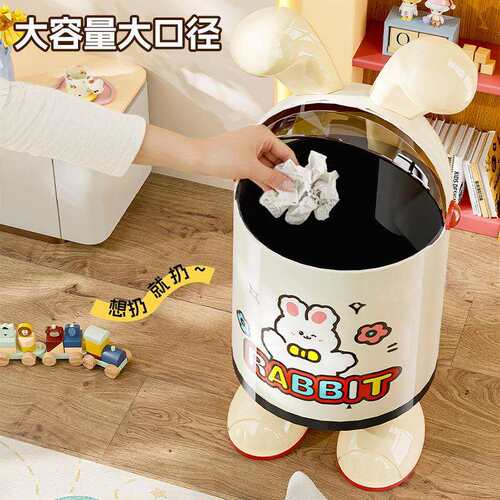 垃圾桶家用新款卧室客厅翻盖大容量垃圾篓高档带轮高颜值轻奢纸篓