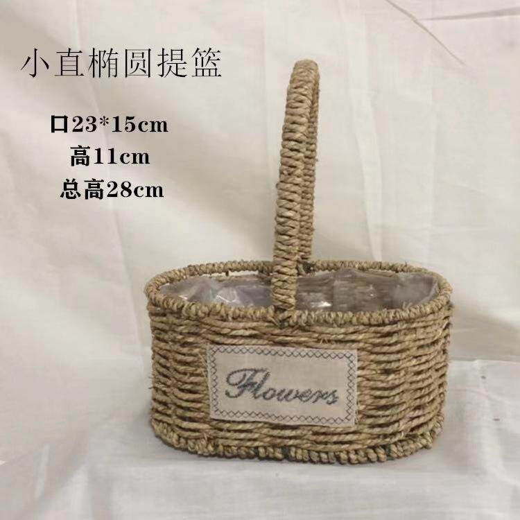 草编花盆藤编柳编花篮田园手工编织绿萝插花多肉创意壁挂手提摆件