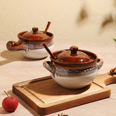 舍里家用陶瓷猪油罐带盖勺子辣椒油泼油罐耐热耐高温带把手调料罐