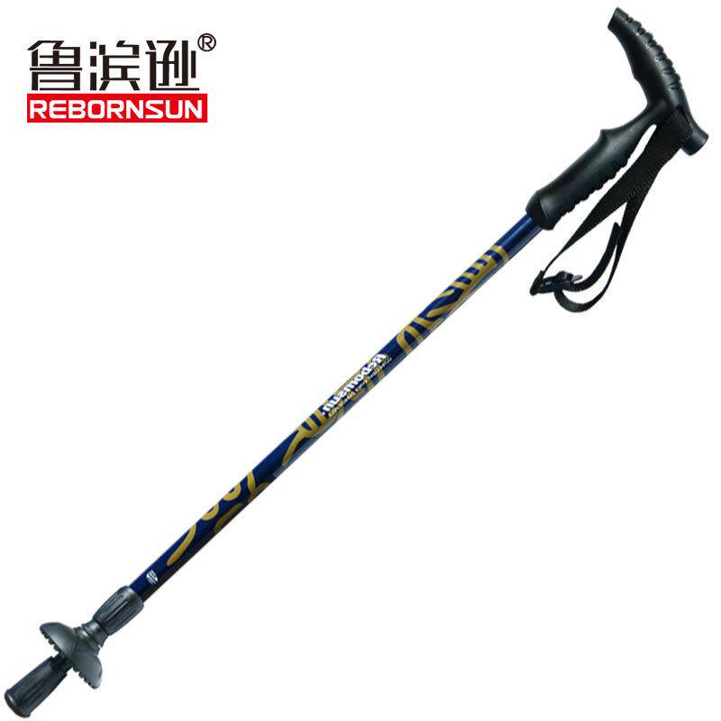 鲁滨逊登山杖碳素超轻弯柄户外手杖防滑老人拐杖