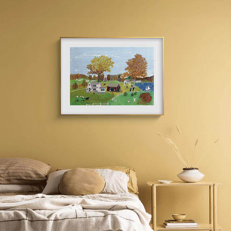 摩西奶奶挂画清新风景田园Grandma Moses绘油画 卧室床头装饰画芯