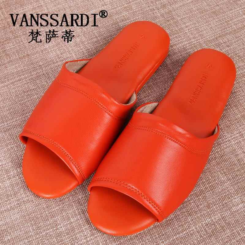 正品皮凉拖鞋男士字室内家羊皮拖鞋夏一露趾手居工凉鞋 木地板静