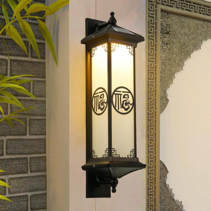 太阳能中式壁灯户外庭院大门灯花柱园中式壁灯门围墙壁灯别墅门前