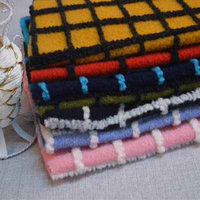 支持散剪当天发货羊毛格子呢布料 居家抱枕单面羊毛布料 布粒粒