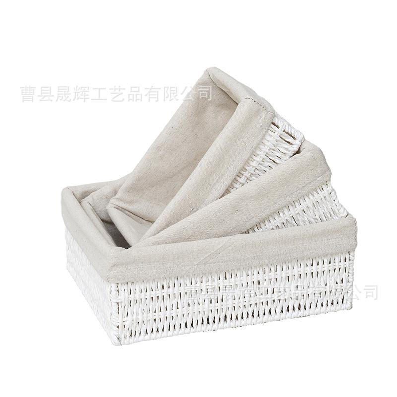 仿藤窄缝收纳筐编织筐花篮编织筐花盆衣柜大容量结实零食家居玩具