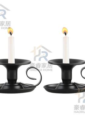 豪睿工艺 烛台金属铁艺喷漆茶杯复古手持蜡烛杯小型蜡烛容器底座