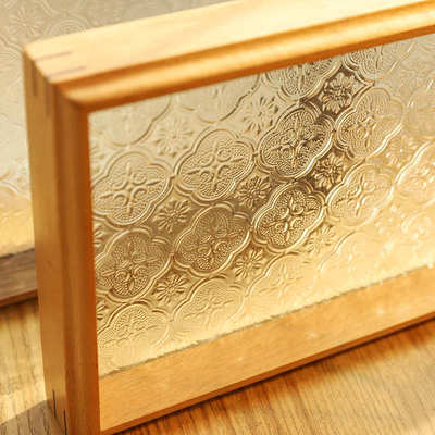 压花盘水果盘木木质海棠复古茶托盘咖啡摆日式托盘托盘黑胡桃玻璃