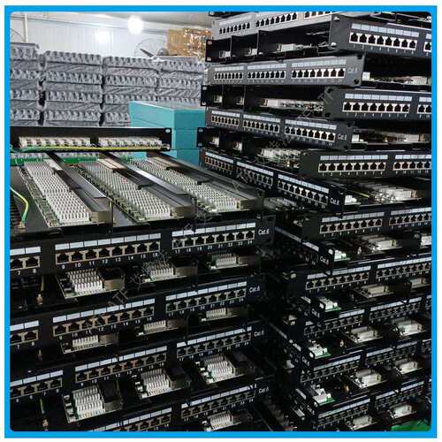 1U24口网络屏蔽配线架Cat5E超五类CAT6六类RJ45屏蔽网络配线架