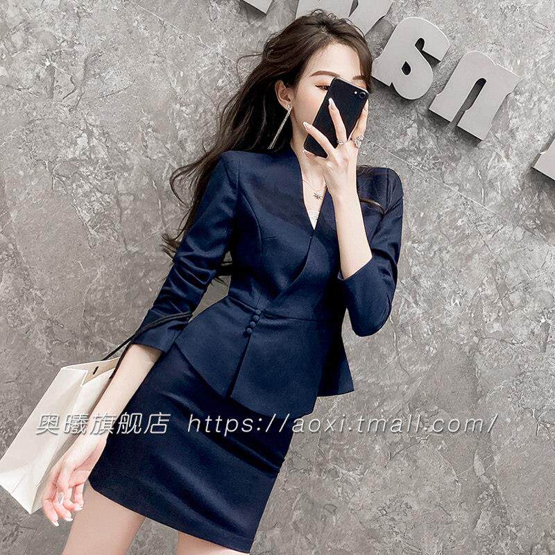 正装套装女上班族时尚气质小西装职场通勤工作服珠宝店美容院秋装