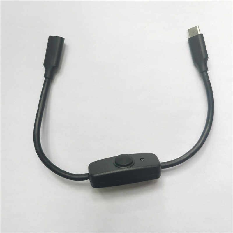 USB C TO C充电数据线带指示灯按键开关线双头Type-C过3A电源线
