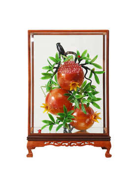 淄博琉璃摆件 创意琉璃水晶廖景客厅商用轻奢古法琉璃石榴花摆件