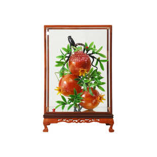 淄博琉璃摆件 创意琉璃水晶廖景客厅商用轻奢古法琉璃石榴花摆件