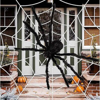 1/3pcs Giant Black Plush Spider Halloween Decorations Outdoo