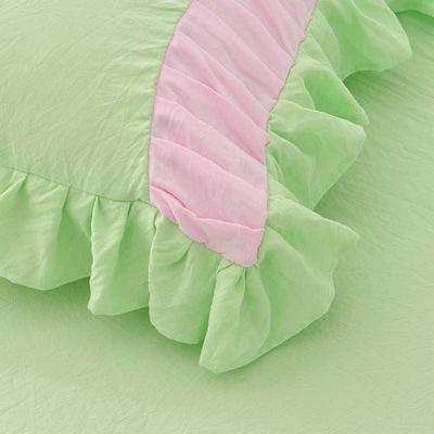 韩系森绿|春秋纯色新小清四件林水套洗F87T7655棉床裙被套学生宿