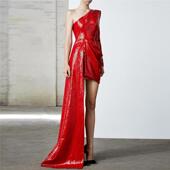 高端质晚礼服 年会主持服装 短裙 台t人模特表演服装 时尚 正品