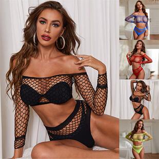 Sensual Erotic Lingerie Woman See Through Fishnet Underwear