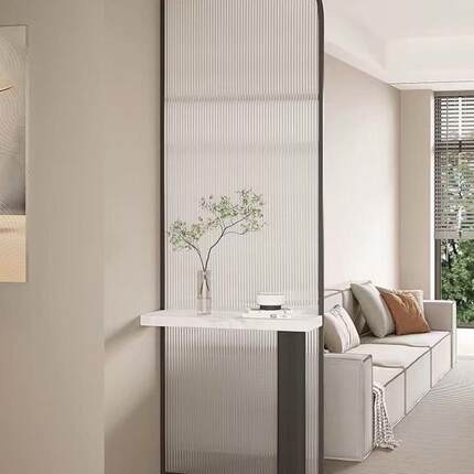 新屏奶款油风隔断遮手挡客厅BBW入户玻璃洗台