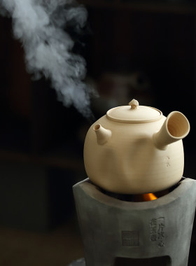 水木白泥壶全手工烧水陶壶潮州跳盖砂铫壶功夫茶具家用煮水煮茶器