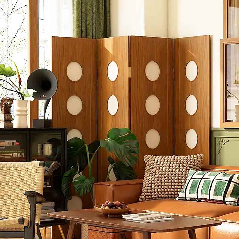 实木中古入户屏风隔断客厅2025款折叠移动镂空家用现代简约小户型