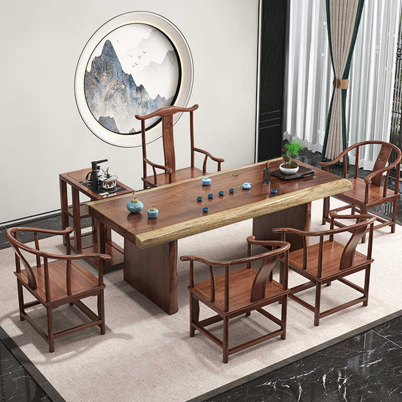 新中式实木大板茶桌办公室功夫茶桌椅组合家用茶几一体现代泡茶台,住宅家具,家用茶台/茶桌,淘宝优惠券,粉丝福利购,淘宝优惠卷