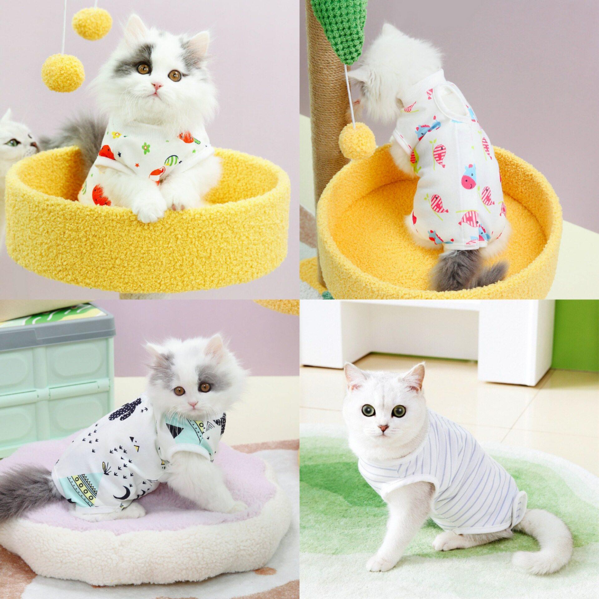 猫咪绝育服包肚衣可爱小猫咪术后恢复细条纹绝育服现货跨境直发宠