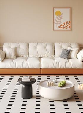 小户型奶风沙发客厅现代简民约云朵沙发直组油合宿公寓布AL101924