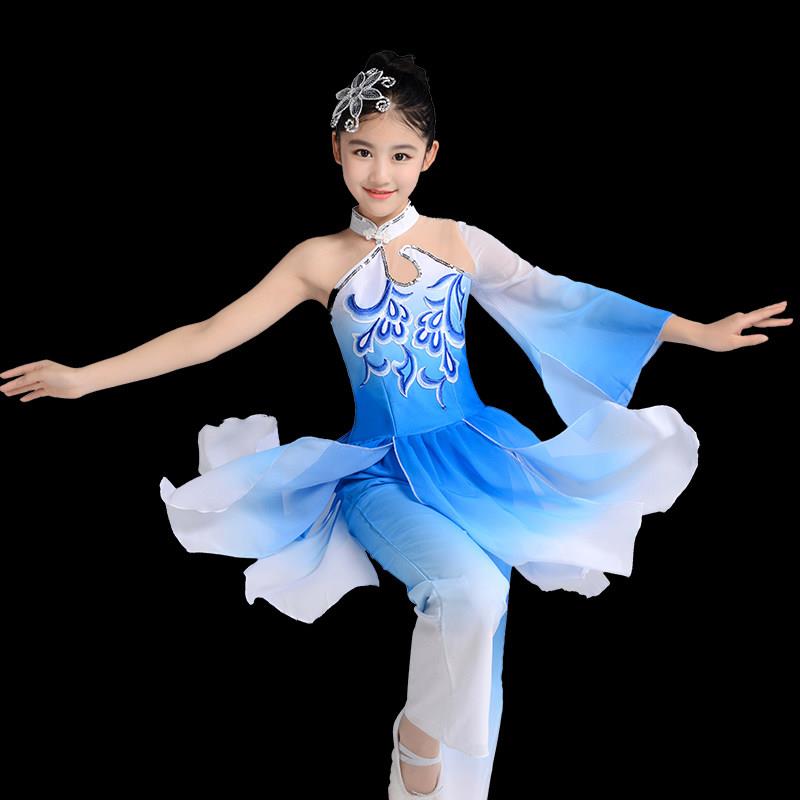 儿童古典舞演出服中国风女童飘逸舞蹈服女新款幼儿扇子舞表演服装